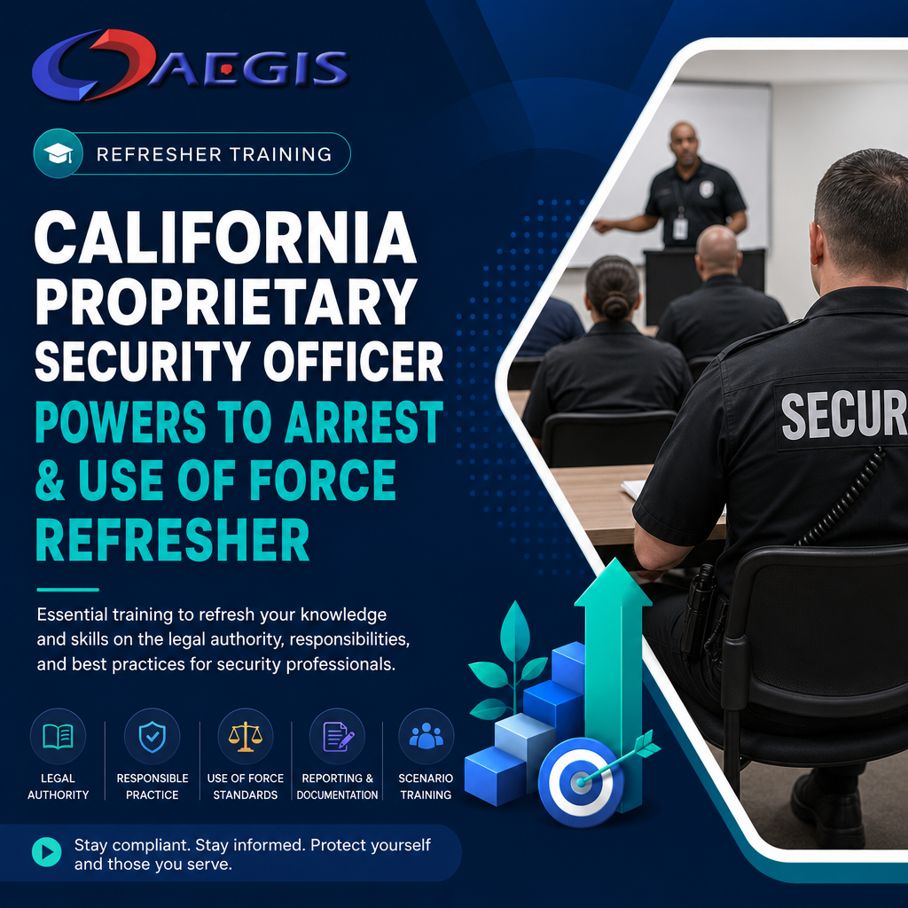California Proprietary Security Officer Powers to Arrest & Use of Force Refresher